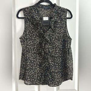 New Pleione Sleeveless Ruffle Button-Front Blouse